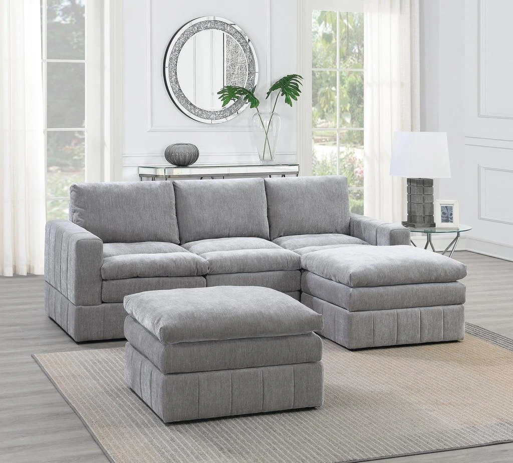 Streamdale Furniture Streamdale Contemporary 5 Piece Modular Sectional Set in Granite Morgan Fabric 1