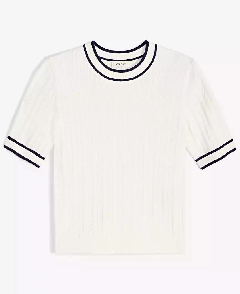 On 34th Women's Tipped Cable-Knit Short-Sleeve Sweater, Exclusively at Macy's 5