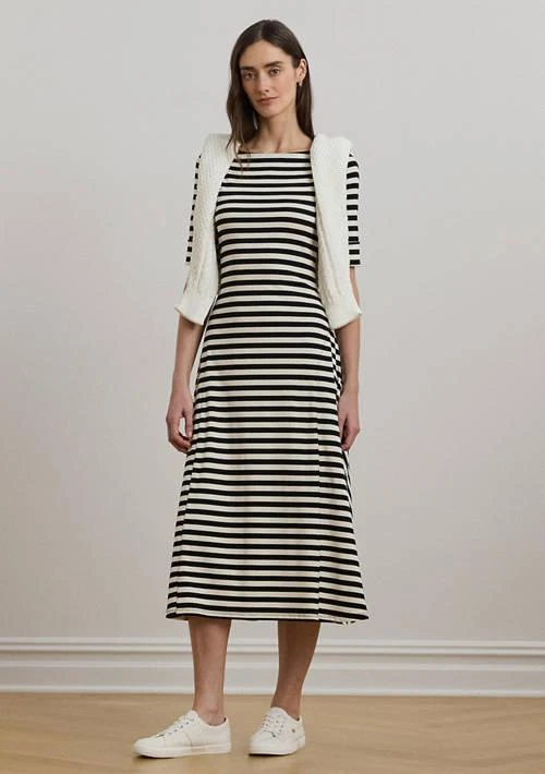 Ralph Lauren Ralph Lauren Women S Striped Stretch Cotton Midi Dress 1