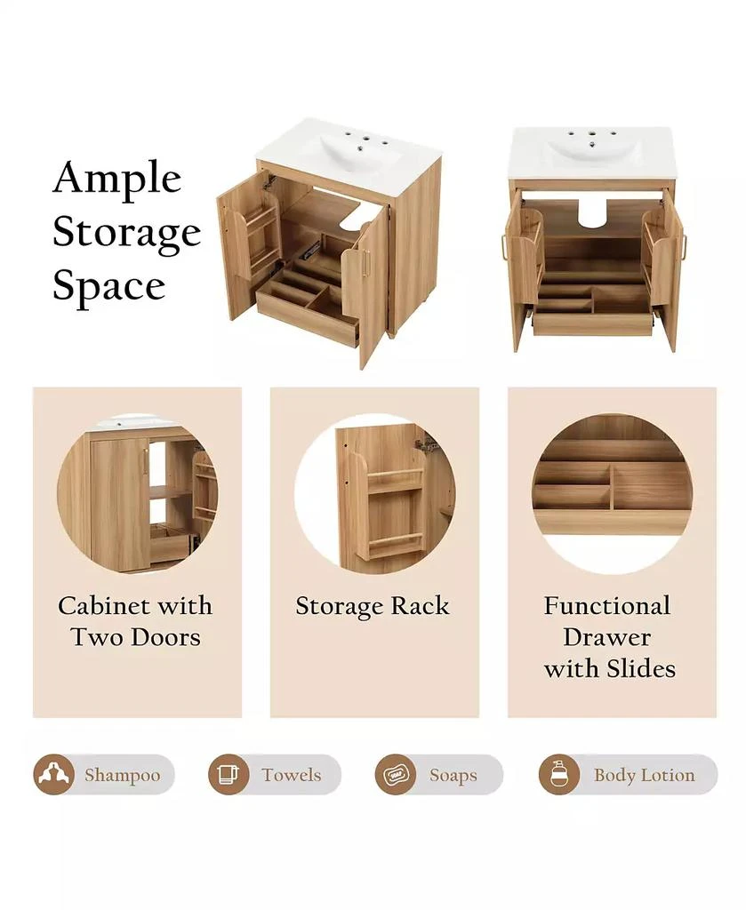 CASAINC 30" Bathroom Vanity with Sink Combo, Multi-Functional Cabinet with Doors and Drawer, MDF Board 6