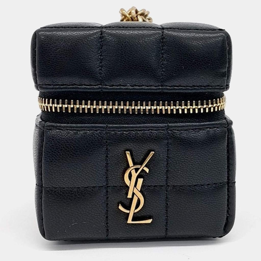 Yves Saint Laurent Saint Laurent Paris Black Leather Cassandra Matelasse Carre Mini Cube bag