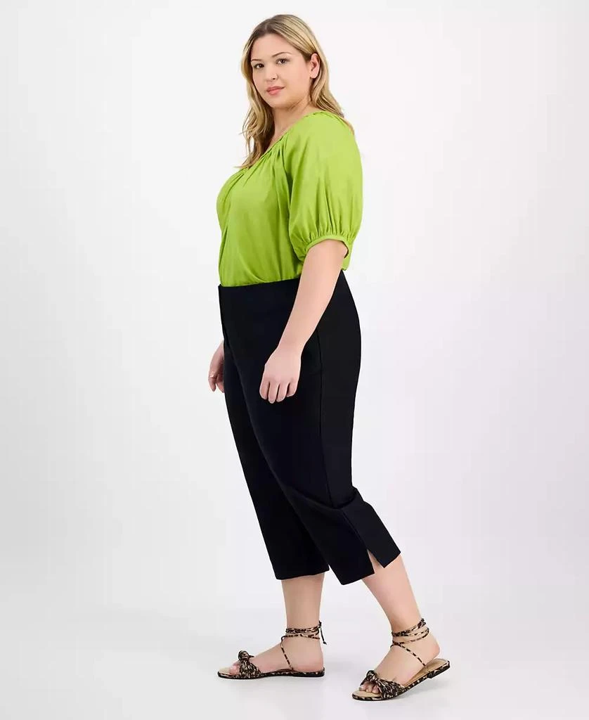 On 34th Trendy Plus Size Solid Stretch Straight-Leg Capris Pants, Exclusively at Macy's 2