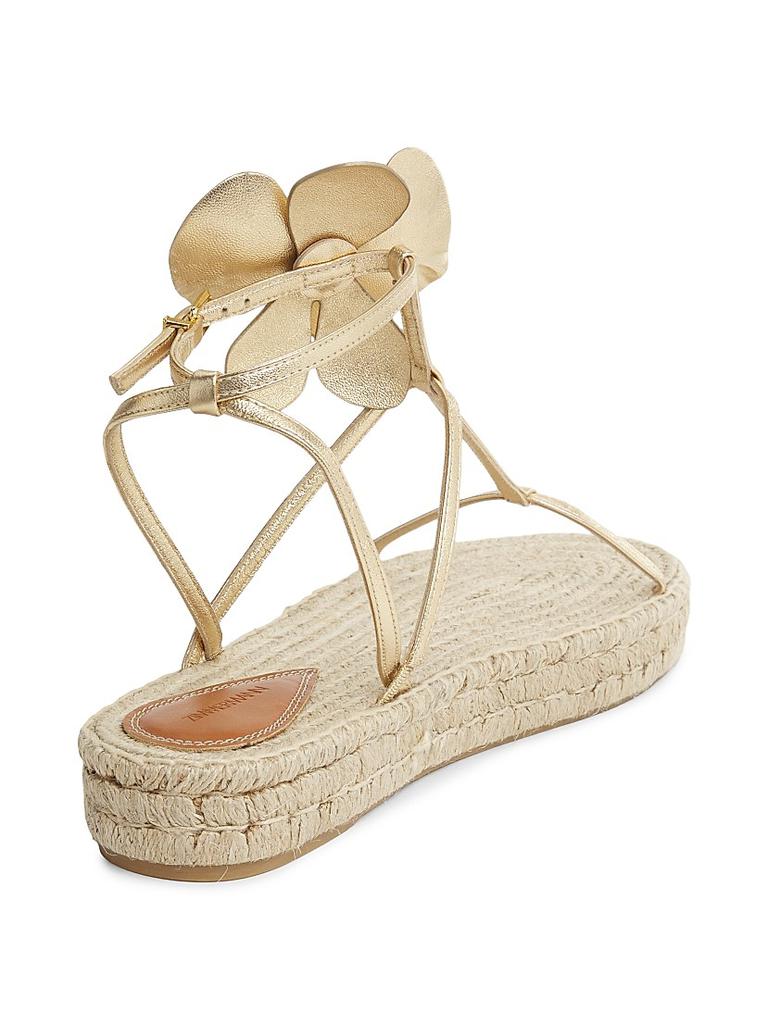 Zimmermann Orchid Floral Metallic Leather Espadrille Sandals