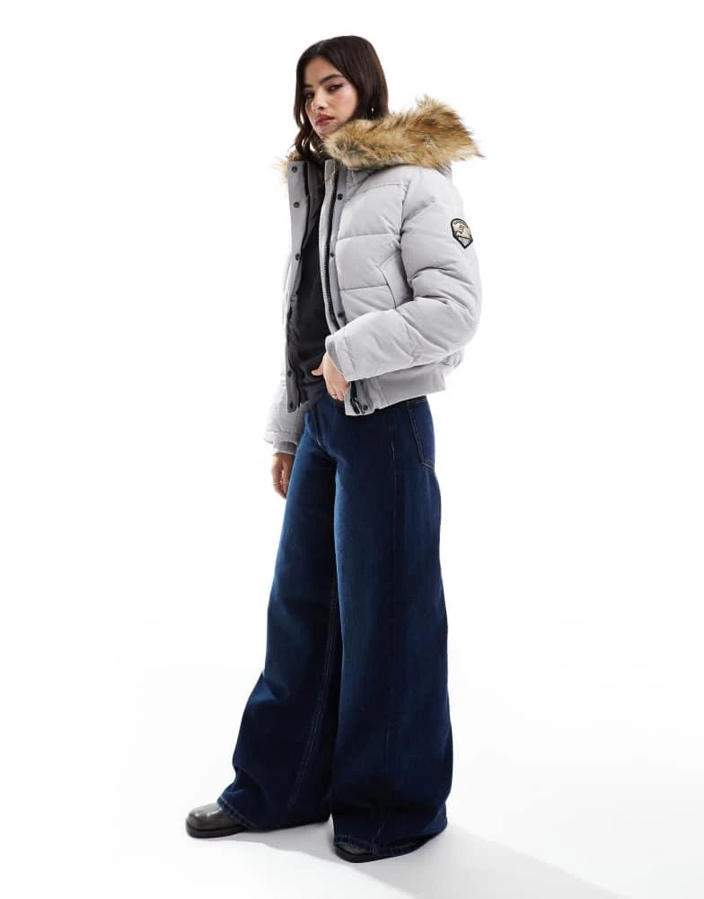 Superdry Superdry City padded bomber jacket in off grey 2