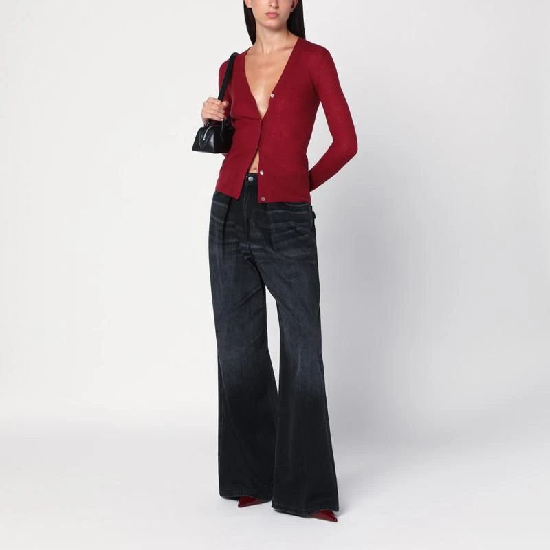 6397 Bordeaux semi-sheer knit cardigan 2