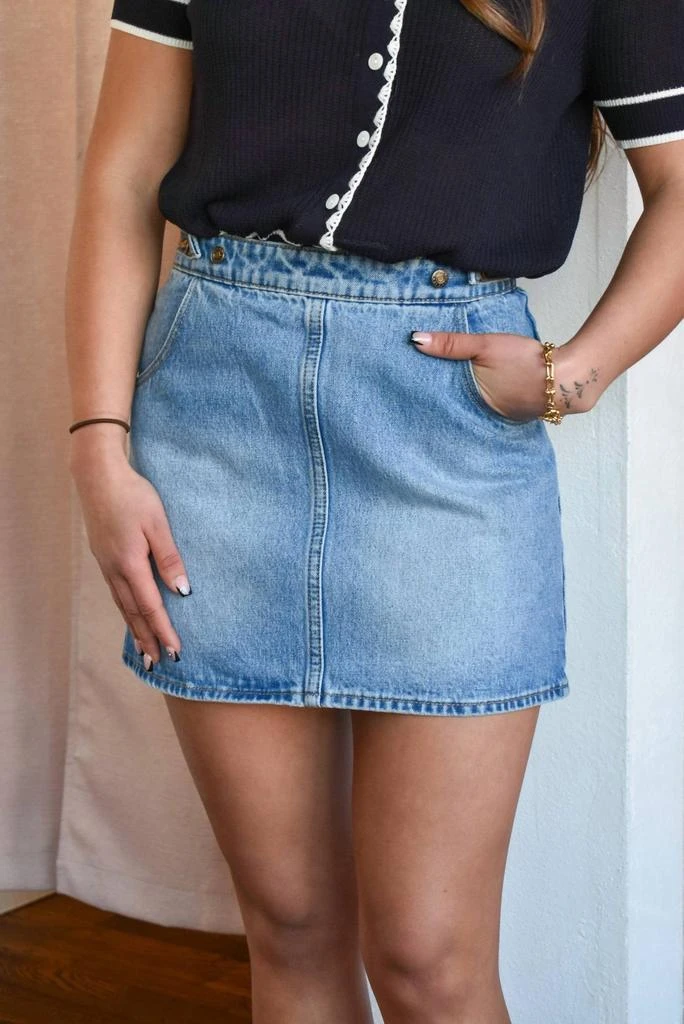 Rolla's Charlie Mini Skirt In Light Wash Denim 2