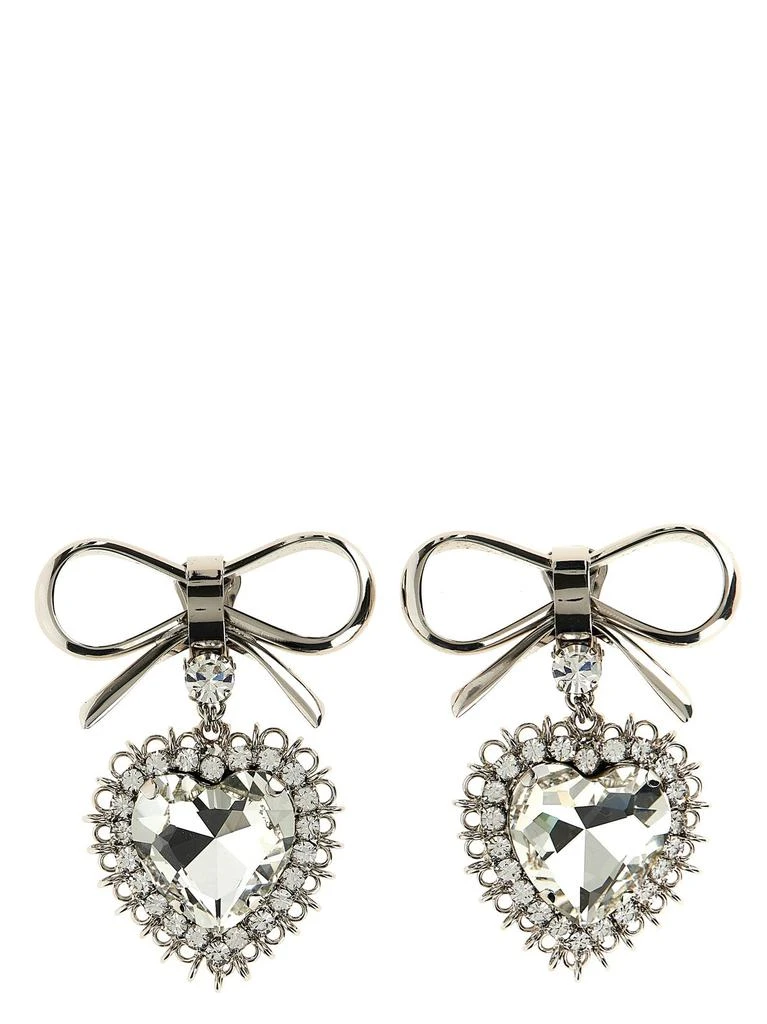 Alessandra Rich Alessandra Rich Pendant Heart Bow Earrings 1
