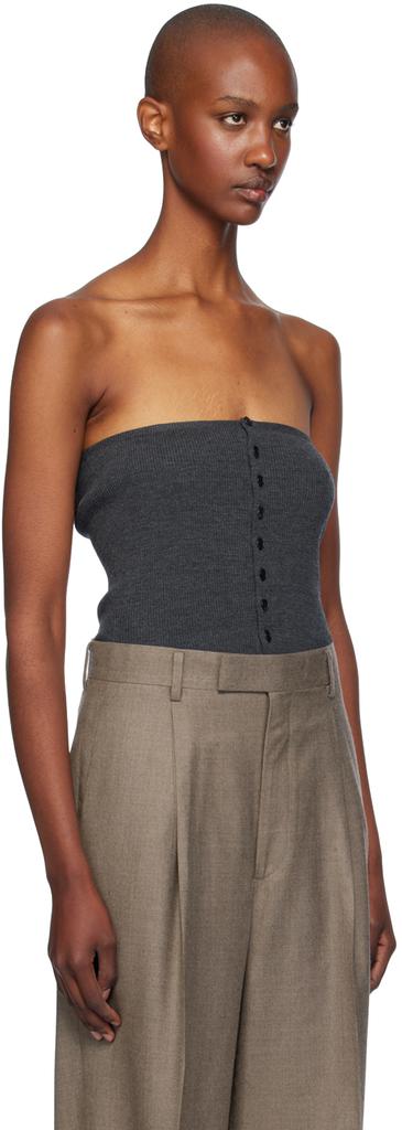 AURALEE wool HIGH GAUGE RIBKNIT バンドゥ Shop Gray Super Fine Wool High Gauge Rib Knit Bandeau Top on Sale