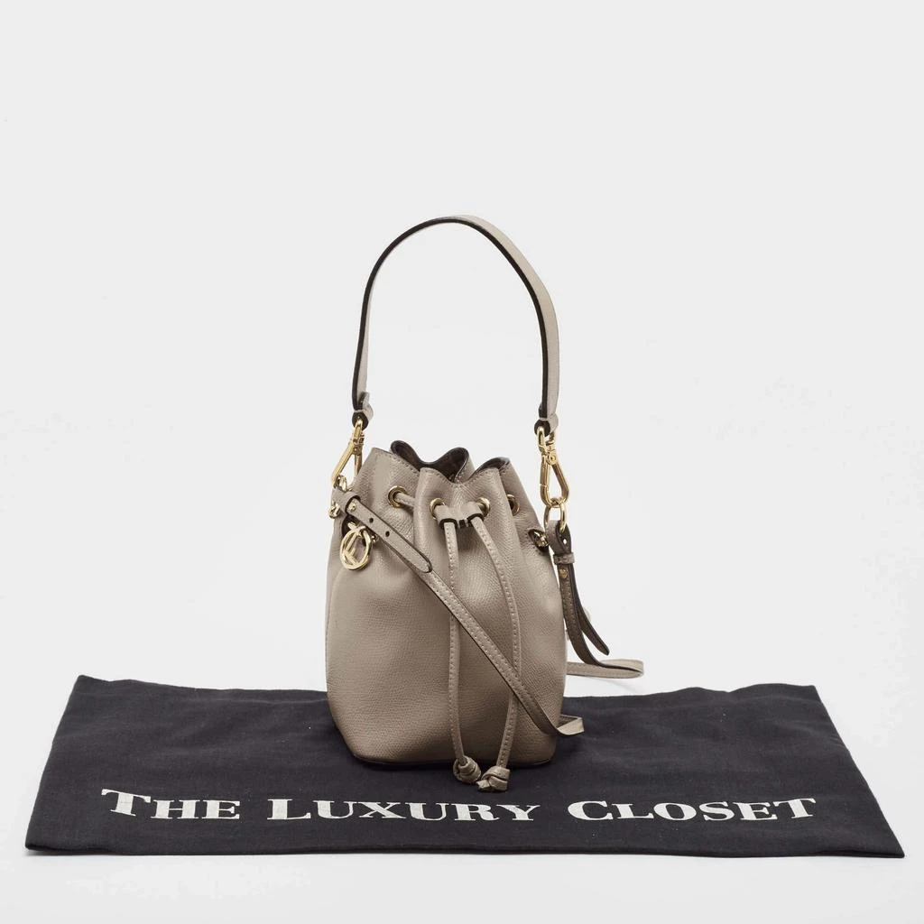 Fendi Fendi Grey Leather Mini Mon Tresor Drawstring Bucket Bag 11