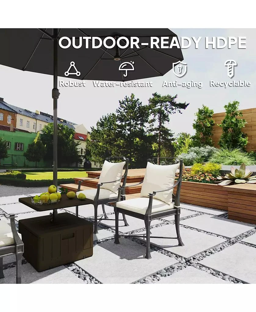 Outsunny Patio Umbrella Base with Table, Weighted Umbrella Sd, 7