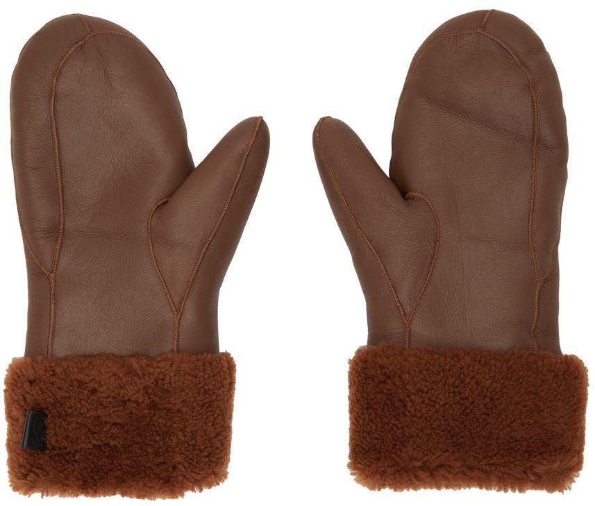 Yves Salomon Brown Shearling Mittens