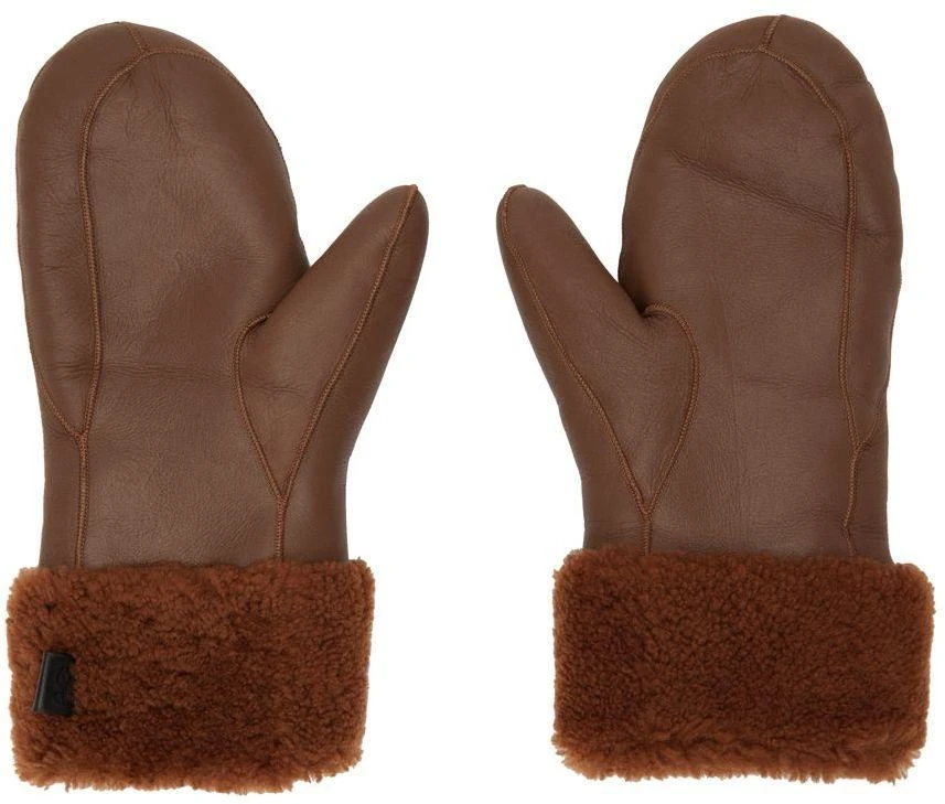 Yves Salomon Brown Shearling Mittens 2