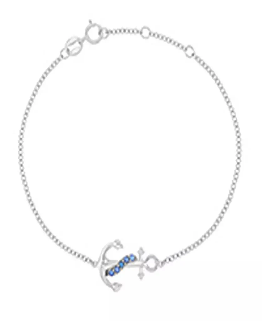 Macy
s Created Blue Sapphire Anchor Bracelet in Rhodium Over Sterling Silver