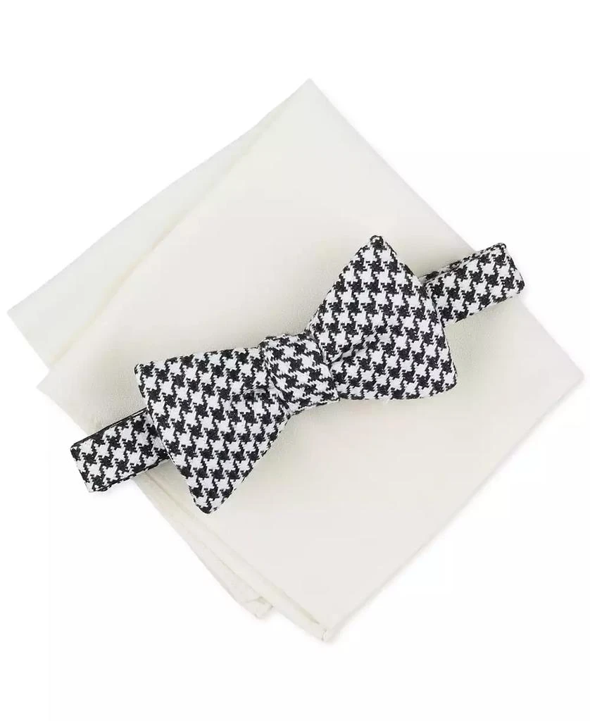 Bar III Men's Houndstooth Bow Tie & Solid Pocket Square Set, Created for Macy's 1
