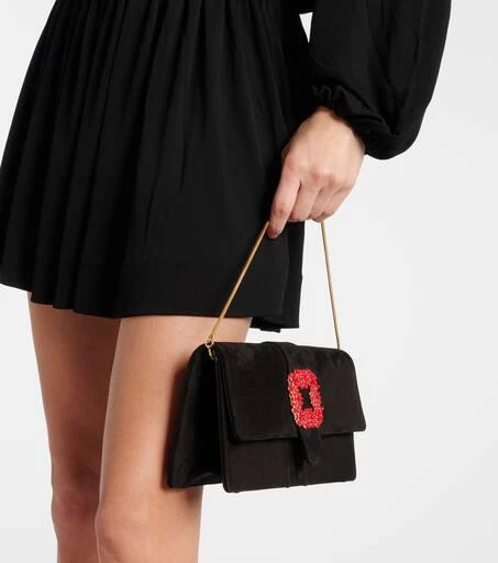 Manolo Blahnik Capri embellished suede clutch 7