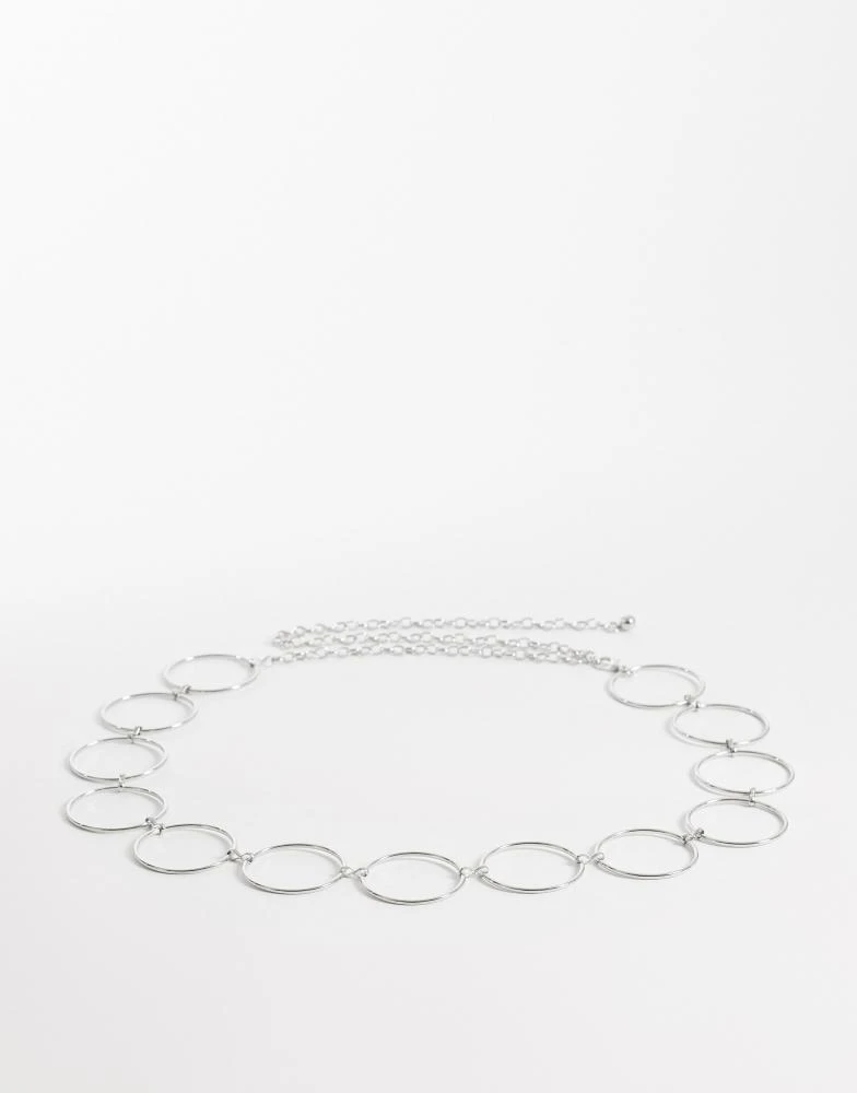 My Accessories My Accessories curve large ring chain belt in silver