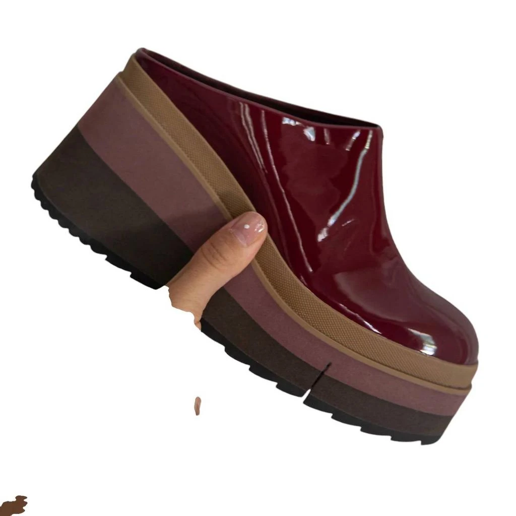 Naked Feet Coach Platform Clog Shoes In Deep Red 4