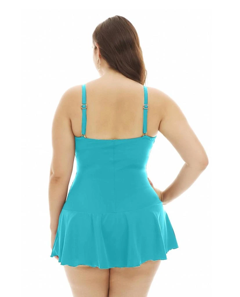Always For Me Always For Me - Plus Size Illusion Ring Front Shirred Swimdress 3