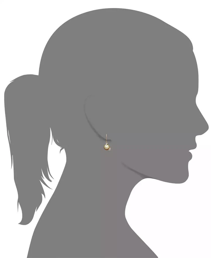 Macy's 14k Gold Earrings, Cultured Golden South Sea Pearl (9mm) and Diamond (1/5 ct. t.w.) Drop Earrings 2