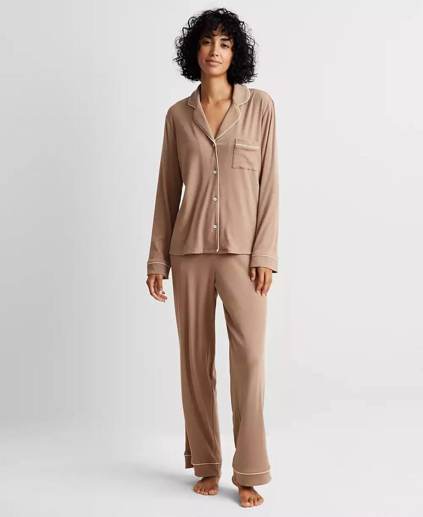 State of Day Women's 2-Pc. Packaged Ribbed Notched-Collar Pajamas Set XS-3X, Created for Macy's 1