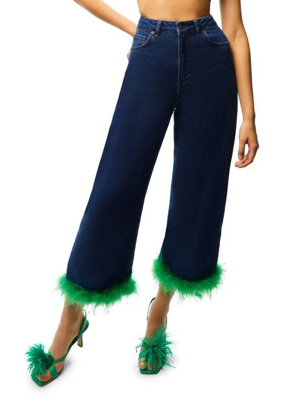 Nocturne Feather Hem Cropped Wide Leg Jeans 1