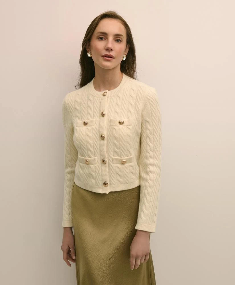 Brooks Brothers Merino Wool-Cashmere Blend Cable-Knit Cardigan