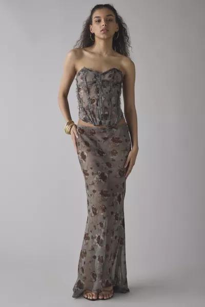 Jaded London Jaded London Cibele Semi-Sheer Floral Organza Strapless Corset Top