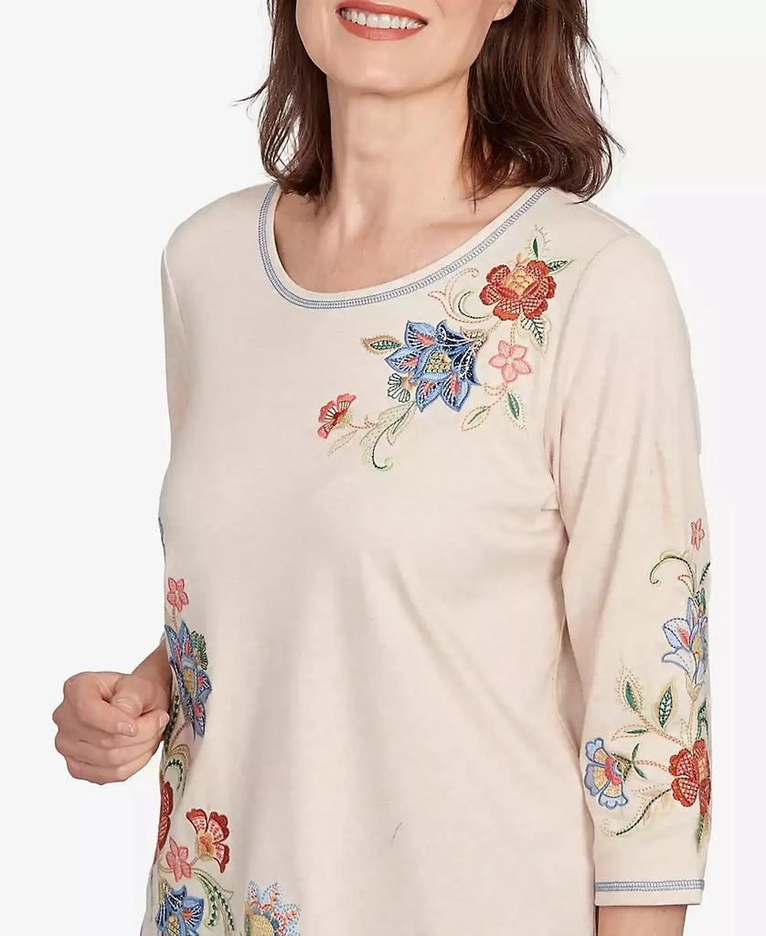 Alfred Dunner Women's El Paso Asymmetrical Floral Embroidered Top 5