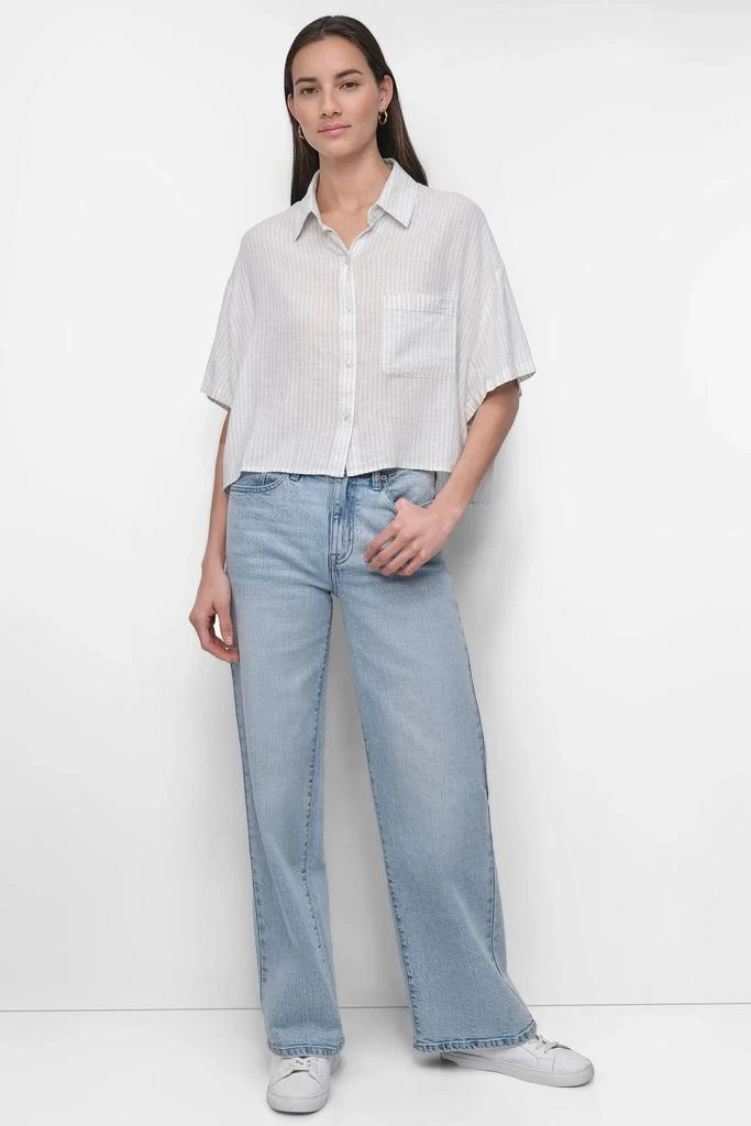DKNY CROPPED LINEN-BLEND SHIRT 7