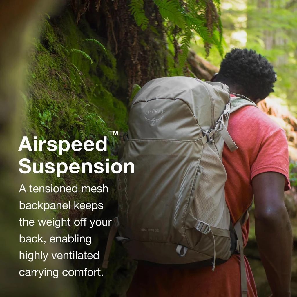 Osprey Osprey Hikelite 32L Lightweight Hiking Backpack - Durable Travel Daypack with Rain Cover for Men and Women, Chameleon/Black, M/L 3