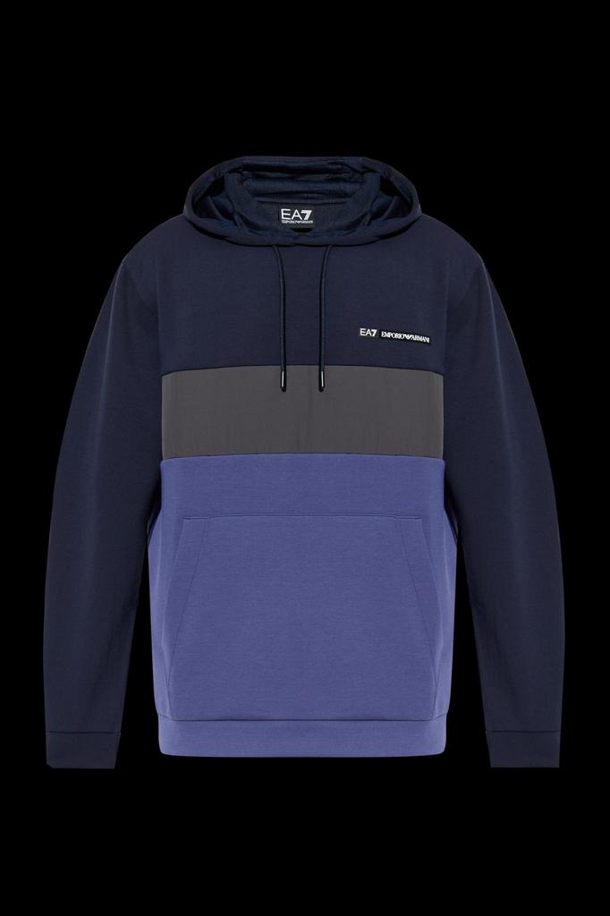 EA7 EMPORIO ARMANI Ea7 Emporio Armani Color Blocked Drawstring Hoodie