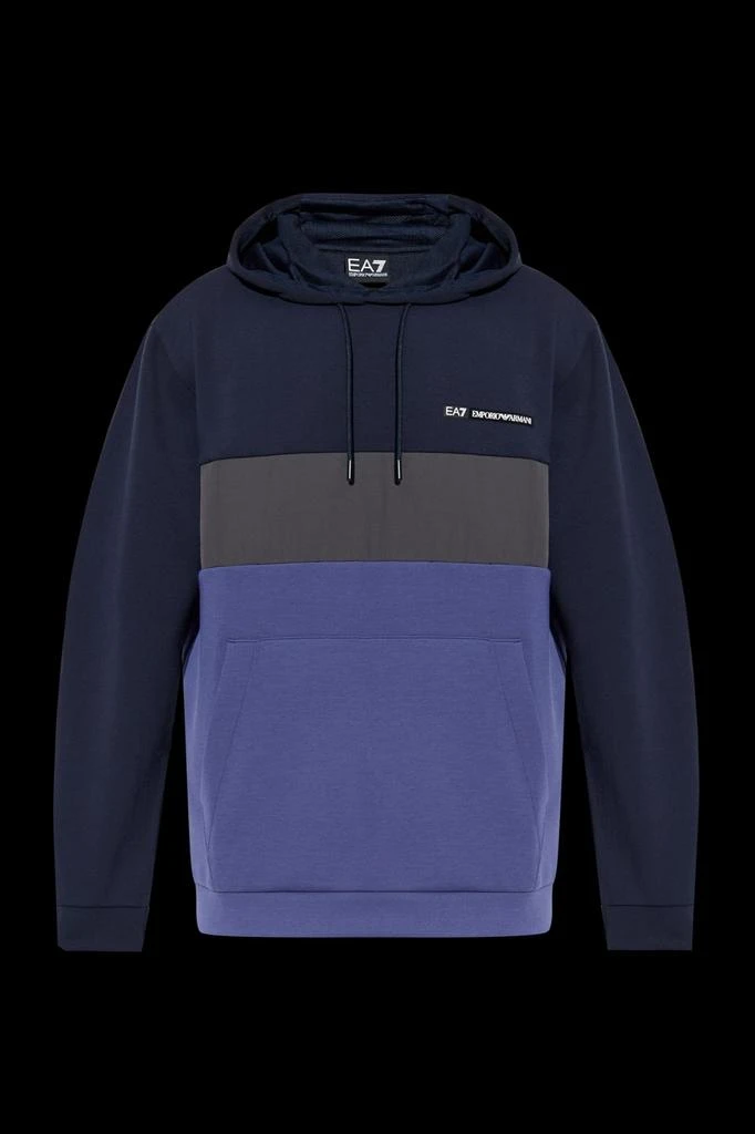 EA7 EMPORIO ARMANI Ea7 Emporio Armani Color Blocked Drawstring Hoodie 1