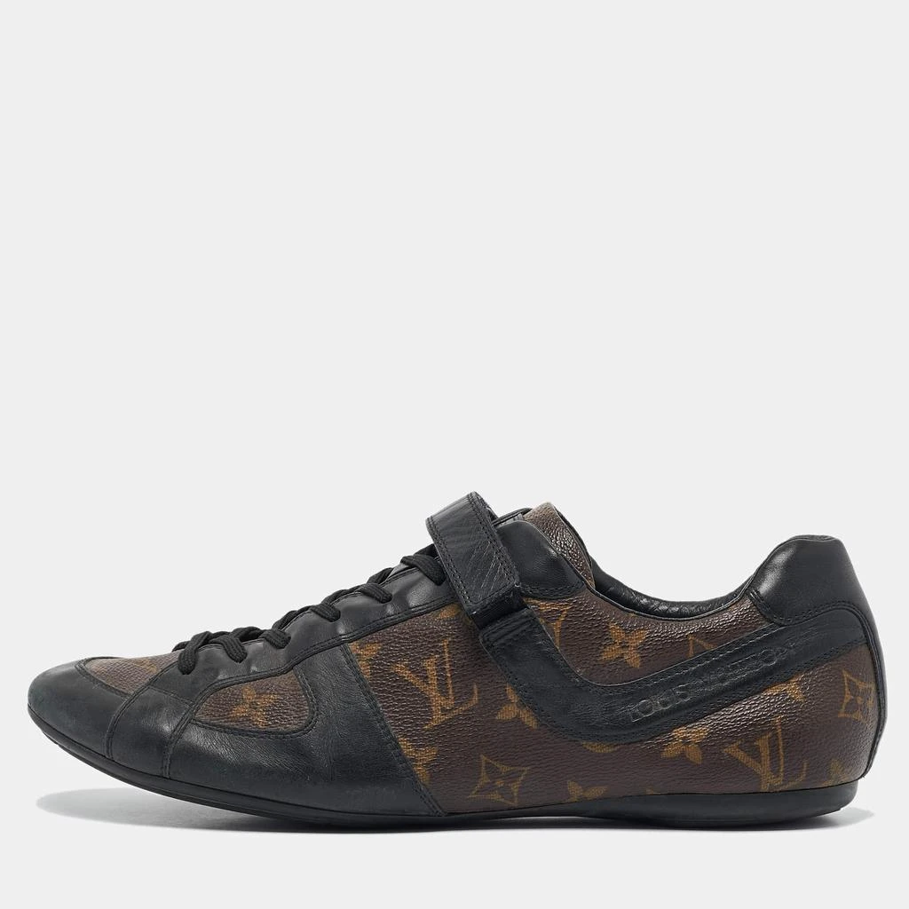 Louis Vuitton Louis Vuitton Black/Brown Monogram Canvas and Leather Lace Up Sneakers Size 42.5 1