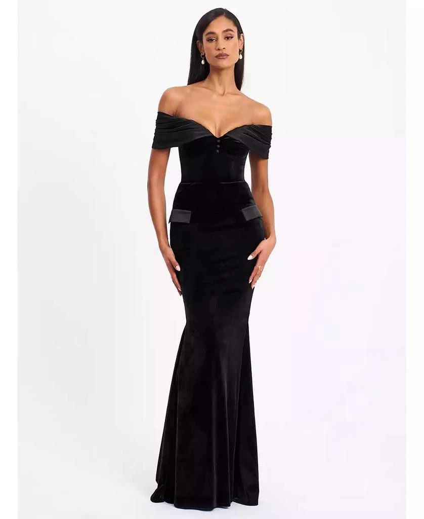 chinese dress ladies Elegant Black One-Shoulder Maxi Dress