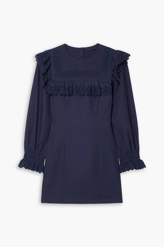 DÔEN Minore ruffled broderie anglaise-trimmed ribbed cotton mini dress 1