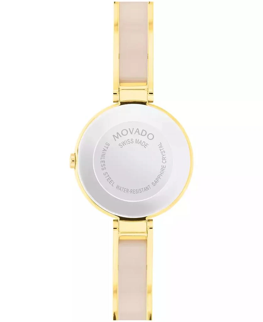 Movado Women's Moda Swiss Quartz Taupe Ceramic Gold-Tone Yellow PVD Watch 24mm 3