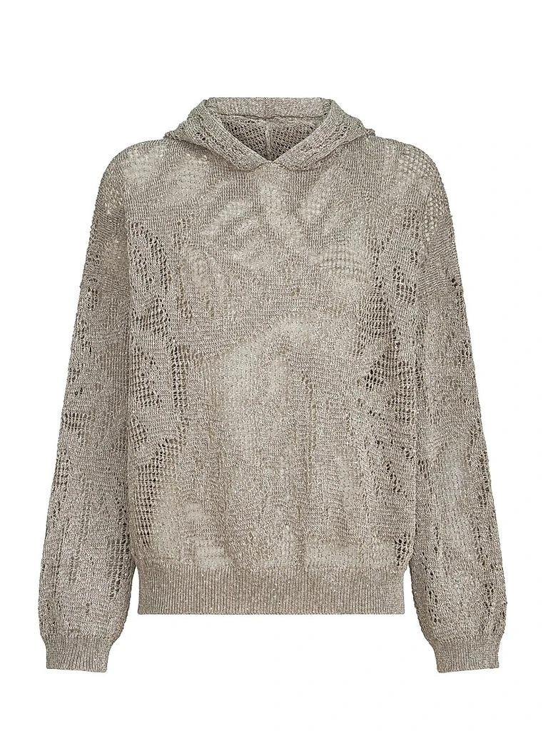 Brunello Cucinelli Dazzling Water Lillies Hooded Sweater in Linen and Cotton