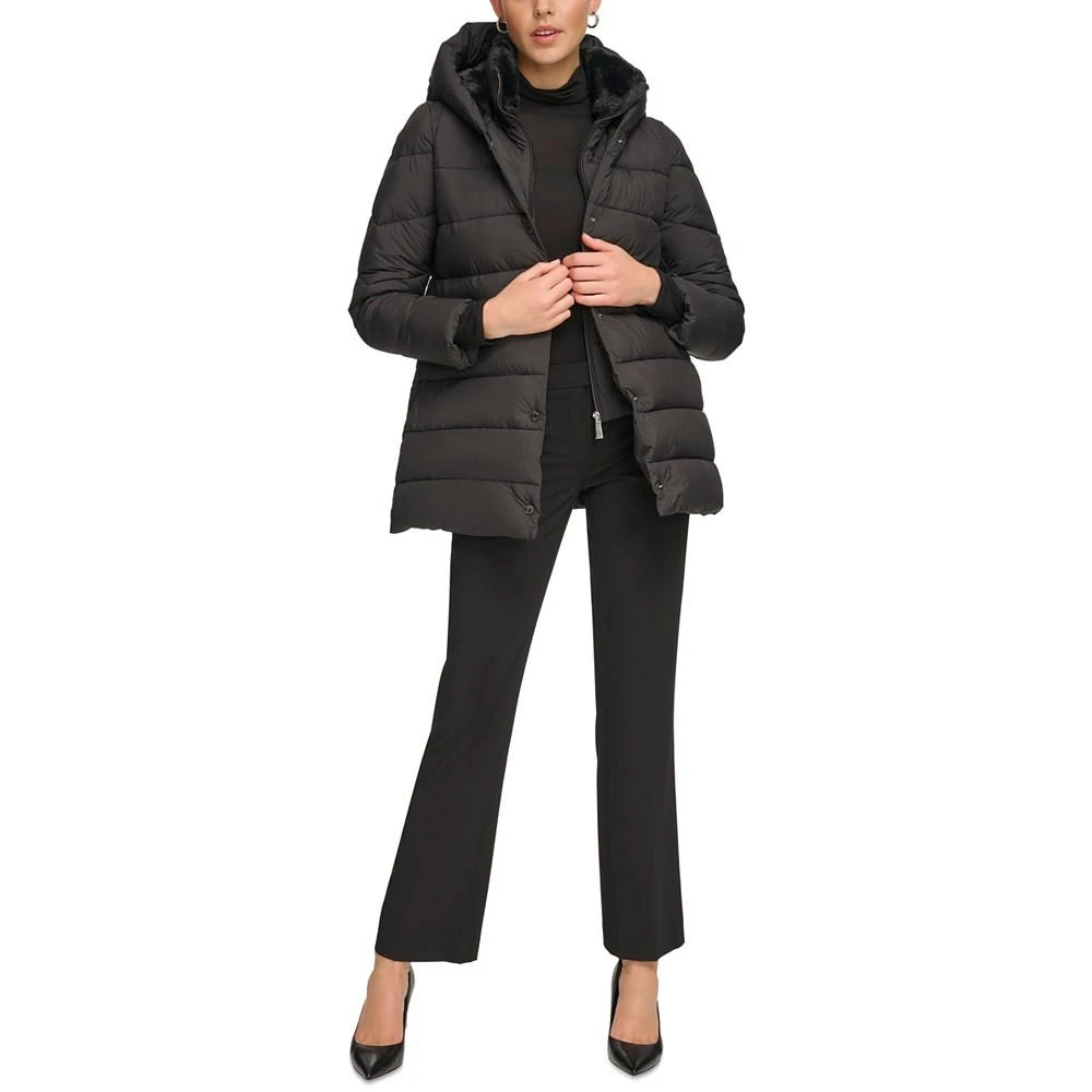 Calvin Klein Women's Bibbed Hooded Puffer Coat, Created for Macy's 6
