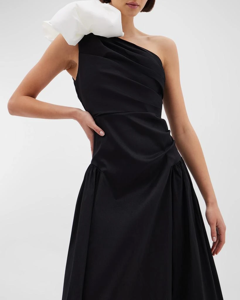 RACHEL GILBERT Banks Bow On-Shoulder Gathered-Side Gown 4