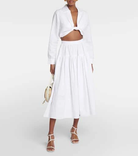 Adriana Degreas Knot-detail linen blend crop top 2