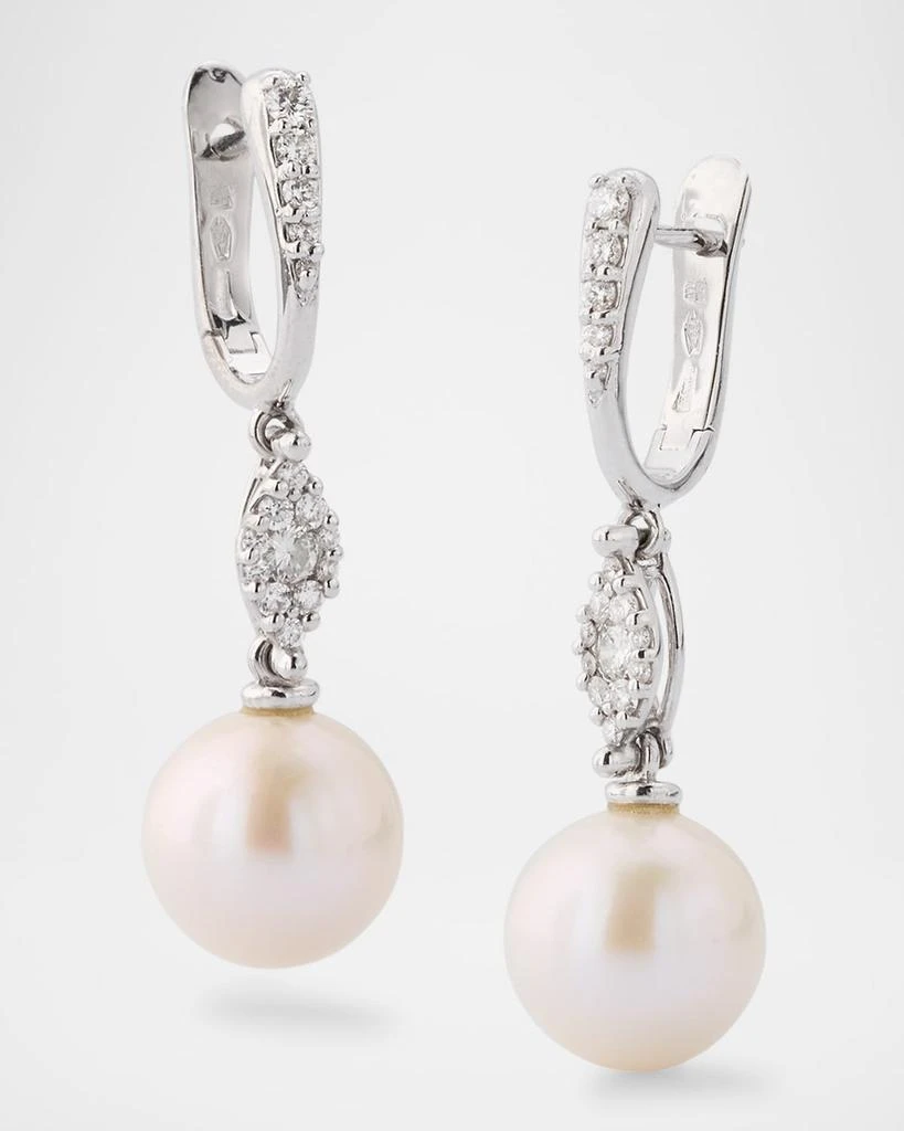 Utopia My Song 18K White Gold Diamond and Freshwater Pearl Earrings