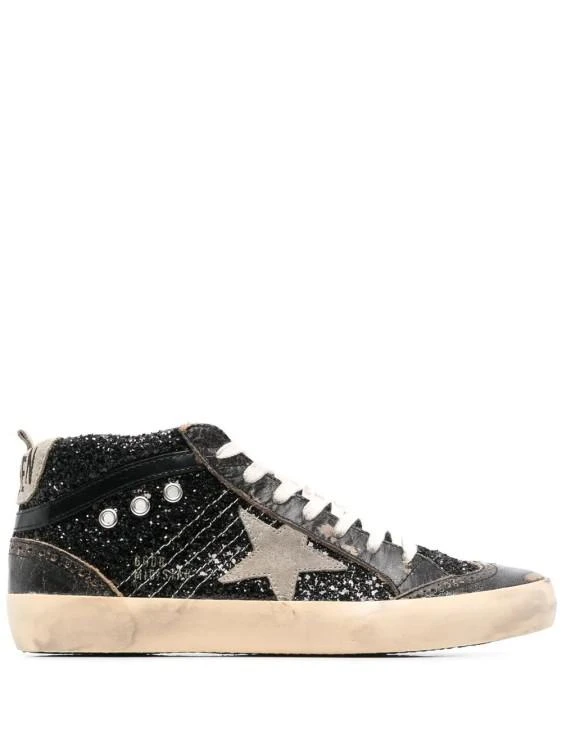 Golden Goose Black Glitter Mid Star Sneakers 1