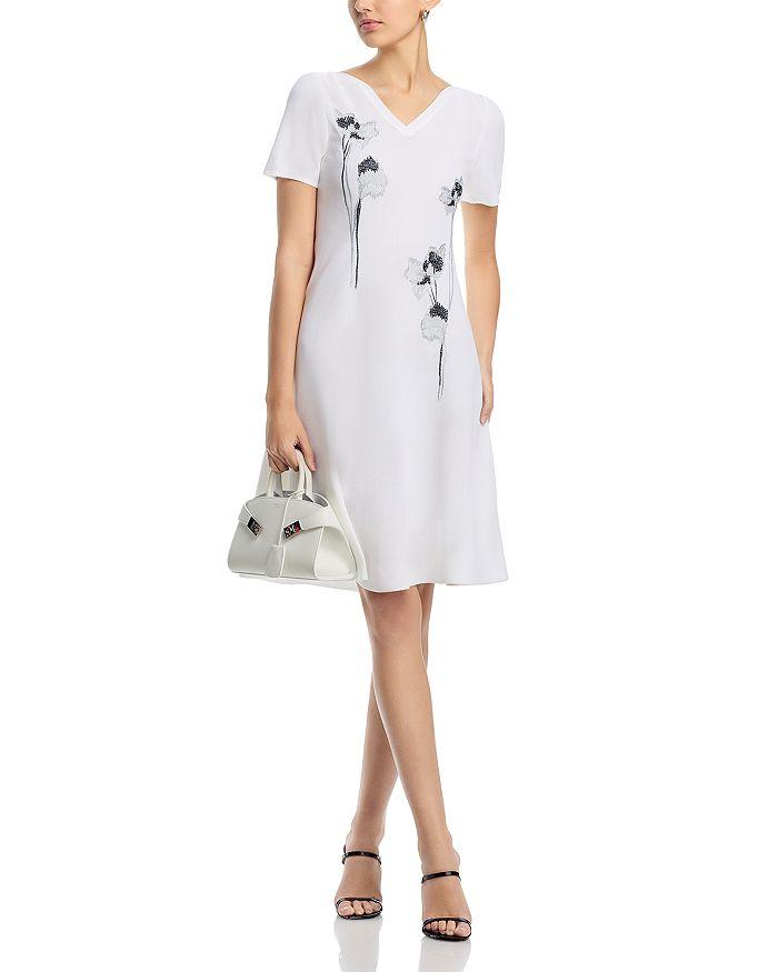 Misook Fit And Flare Embroidered Dress