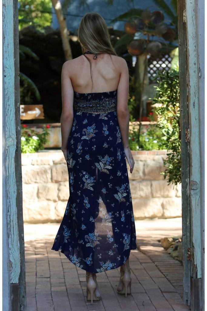 Angie Angie - Spaghetti Strap Halter Maxi Romper