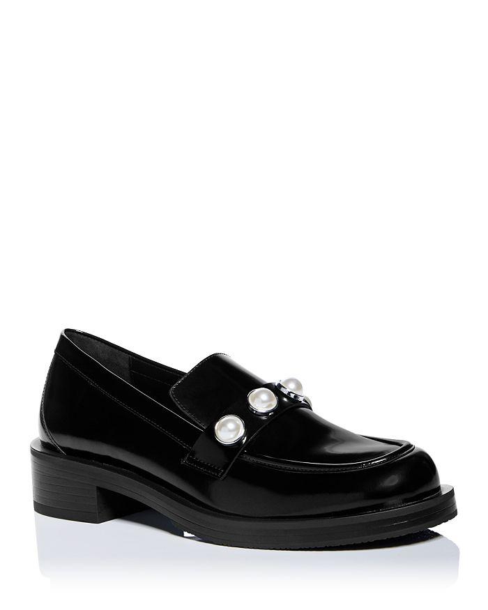 Stuart Weitzman Women's Portia Bold Slip On Embellished Loafer Flats