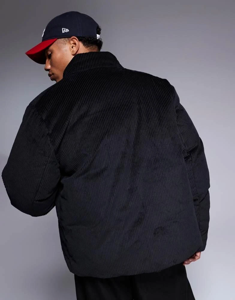 ASOS ASOS DESIGN corduroy puffer jacket in black 4