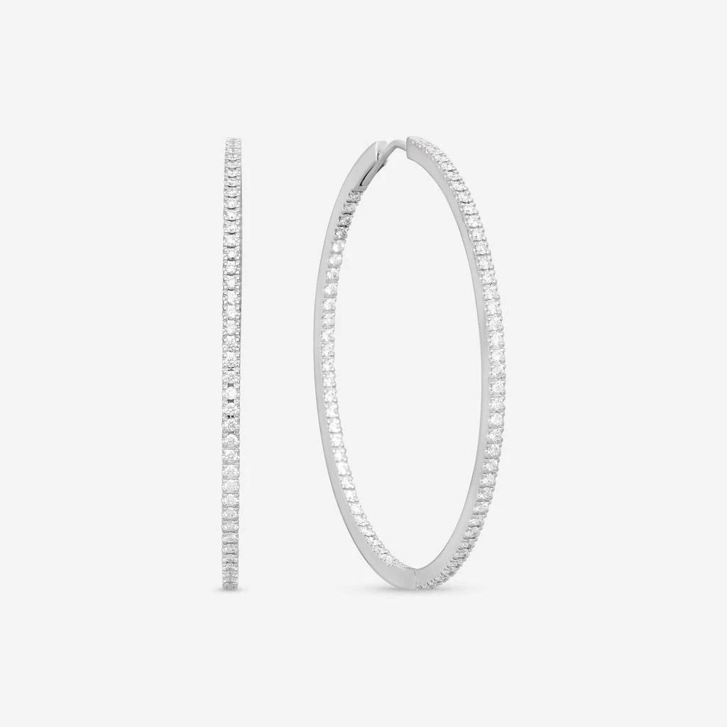 Mémoire Mémoire 18K White Gold Diamond Oval Hoop Earrings MOHE-0150TW 2
