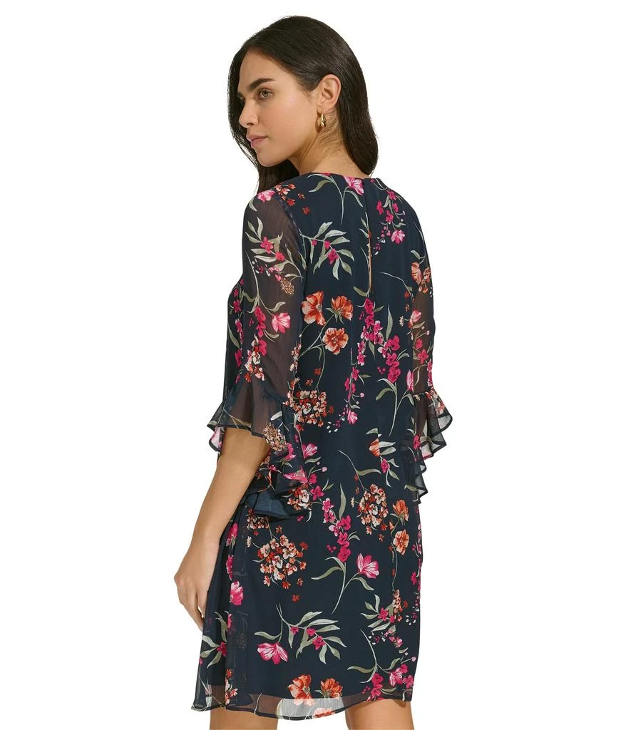 Calvin Klein Short Chiffon Dress with Bell Sleeves 2