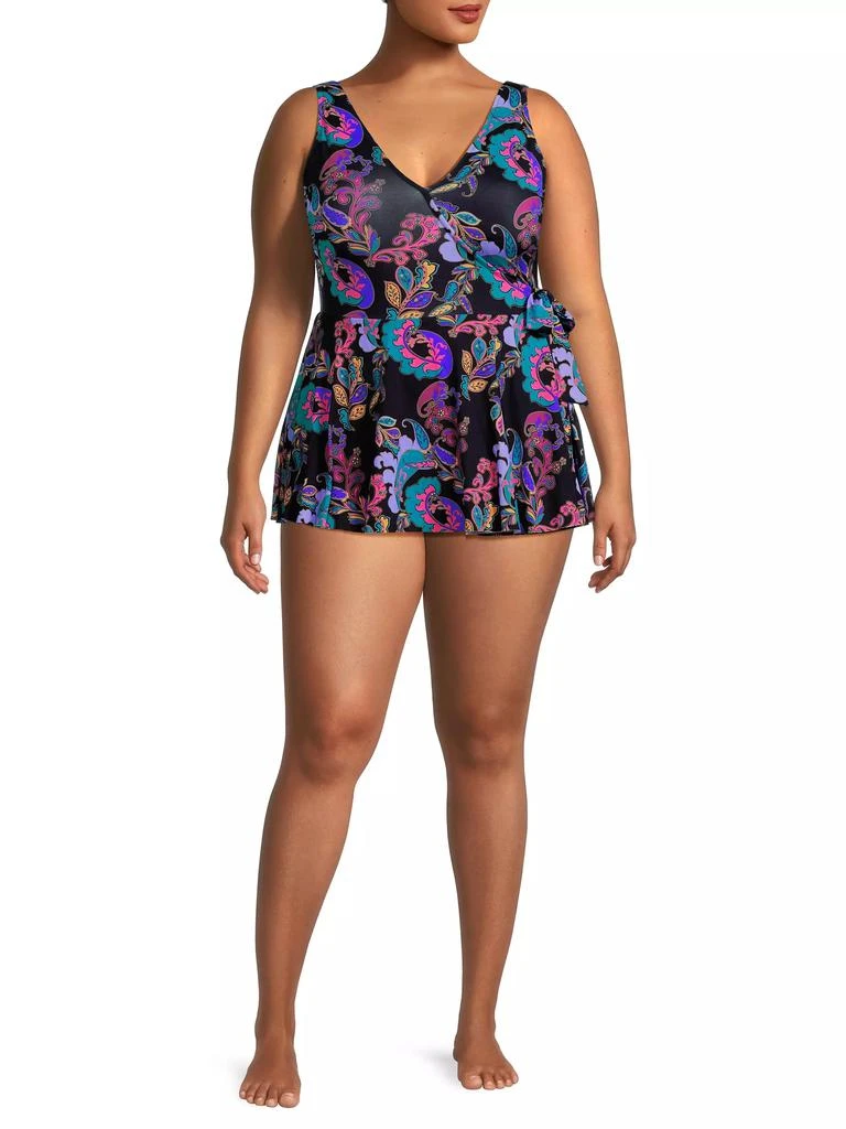 Johnny Was Plus Fatima Wrap-Skirt One-Piece Swimsuit 2