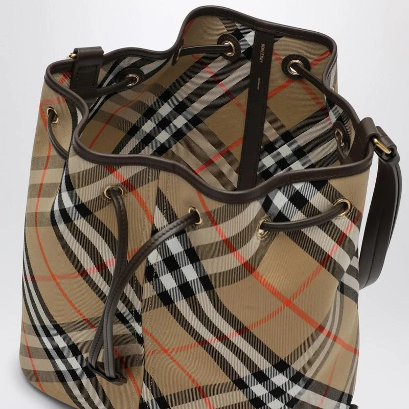 Burberry Medium beige bucket bag with Check pattern 5